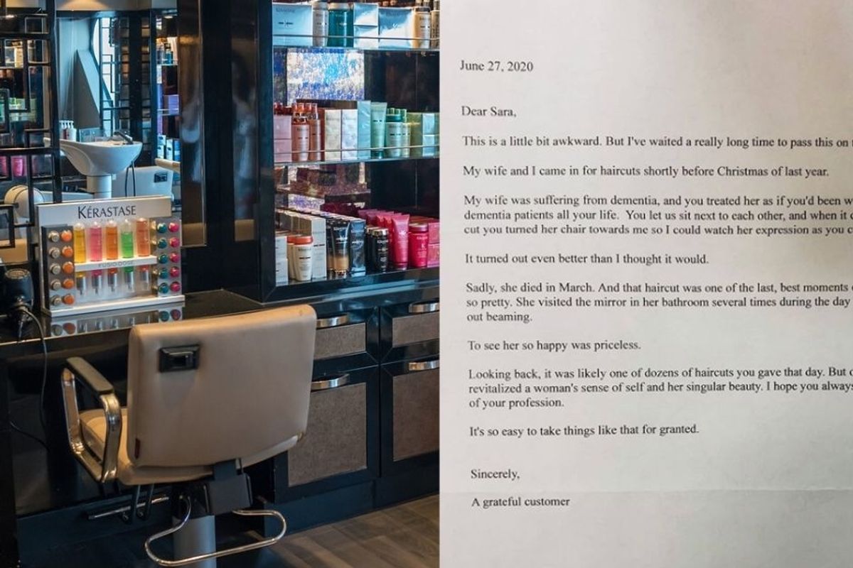 A woman with dementia adored her haircut. Her husband's letter to the stylist is everything.