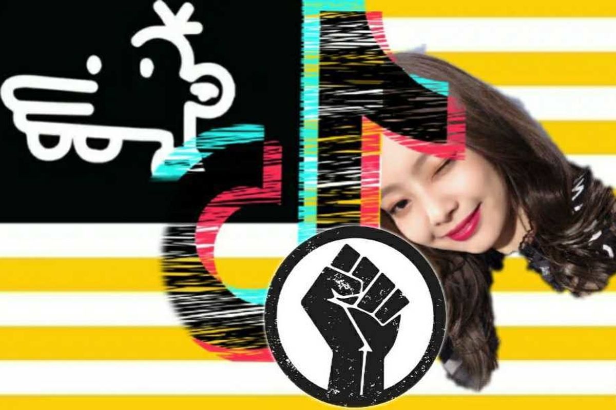 Manny flag meme and TikTok symbol with Black Lives Matter symbol