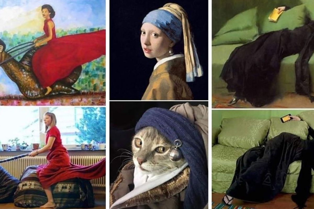 People are recreating famous works of art from home and some are seriously incredible