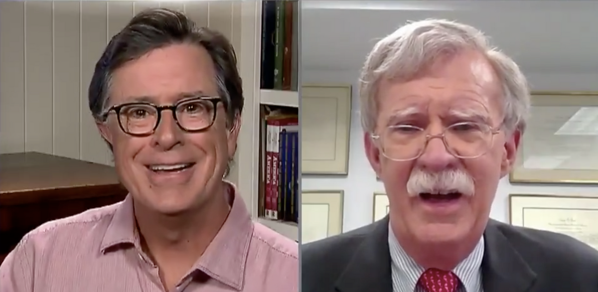 Colbert Slams John Bolton as 'Naive' and Laughs in His Face After Bolton Says He Thought Trump Would 'Want to Learn'