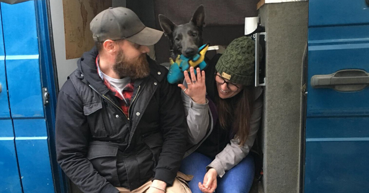 Couple Ditches Their High-Paying Jobs And Luxury Apartment To Live In A Van With Their Dog