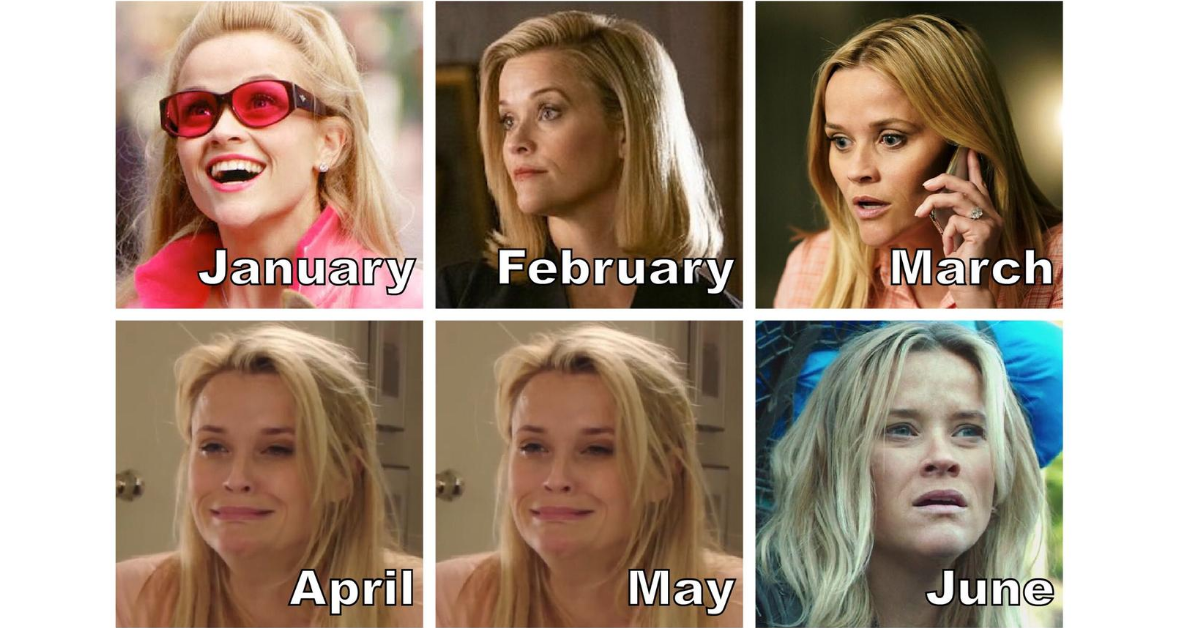Reese Witherspoon Launches Celebrity Meme Trend Documenting Each Month Of 2020 And People Can't Get Enough