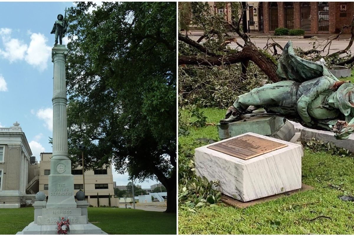 Residents fought over a Confederate statue for months. Hurricane Laura made the final decision.