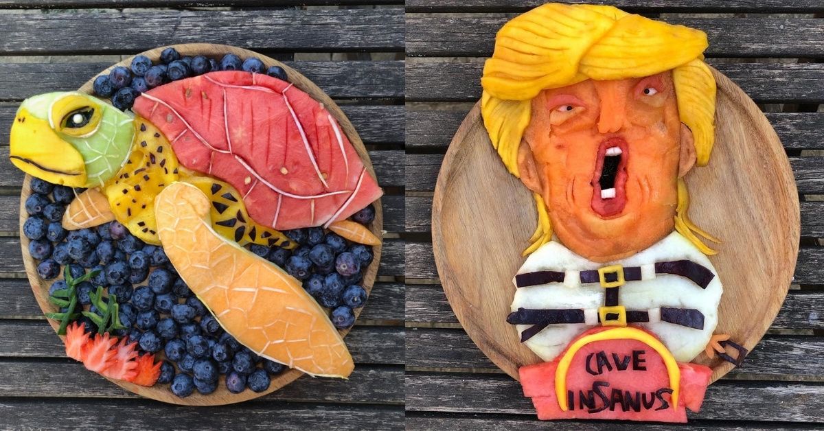 Mom Encourages Her Sons To Eat Healthy With Her Impressive And Delicious Fruit Portraits