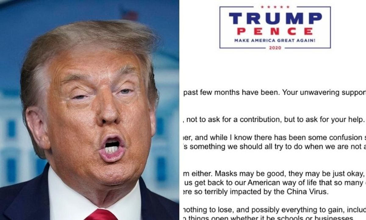 Trump Campaign Dragged for Half-Hearted E-Mail from Trump Encouraging Mask Use Saying 'I Don't Love Wearing Them Either'