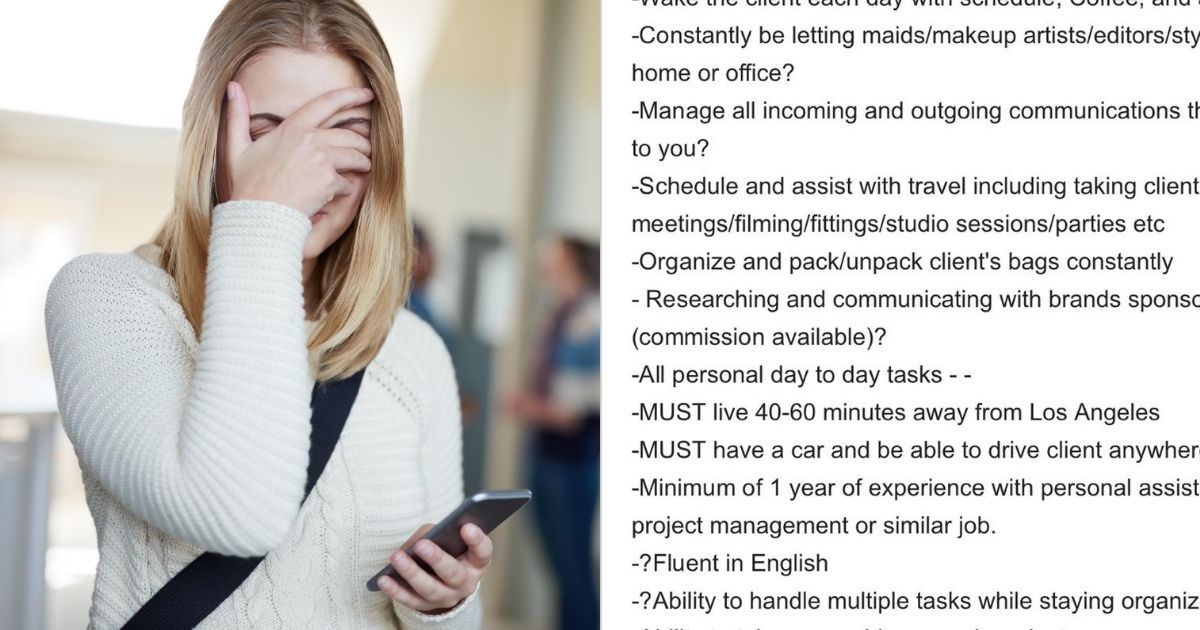 Anonymous Celebrity Influencer Posts The Most Outrageously Demanding Ad For 'Part Time' Assistant Job