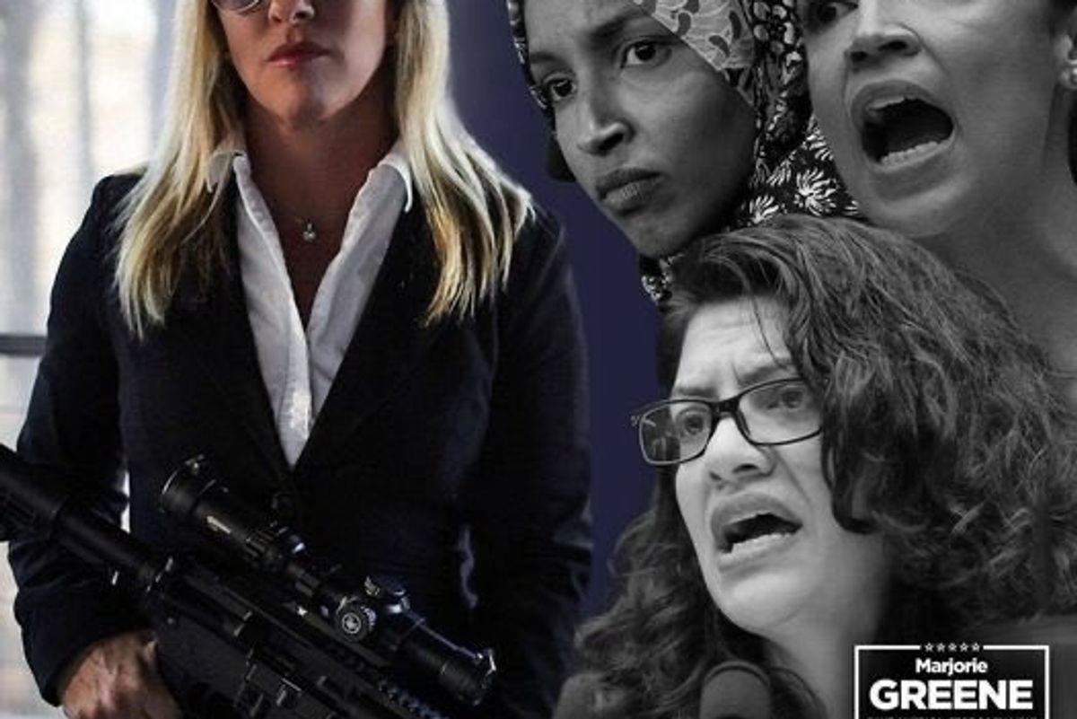 QAnon Candidate Just Posing With Huge Gun Next To The Squad, What's Wrong With That?