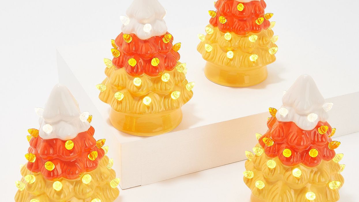 Candy corn ceramic trees are here so you can add a little nostalgia to your Halloween