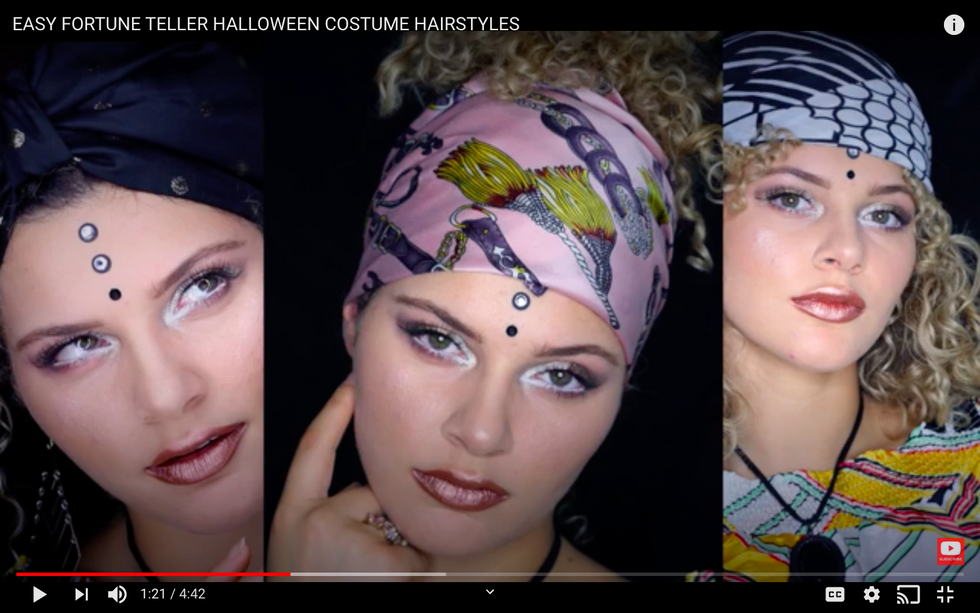 Three fortune teller costume looks side by side