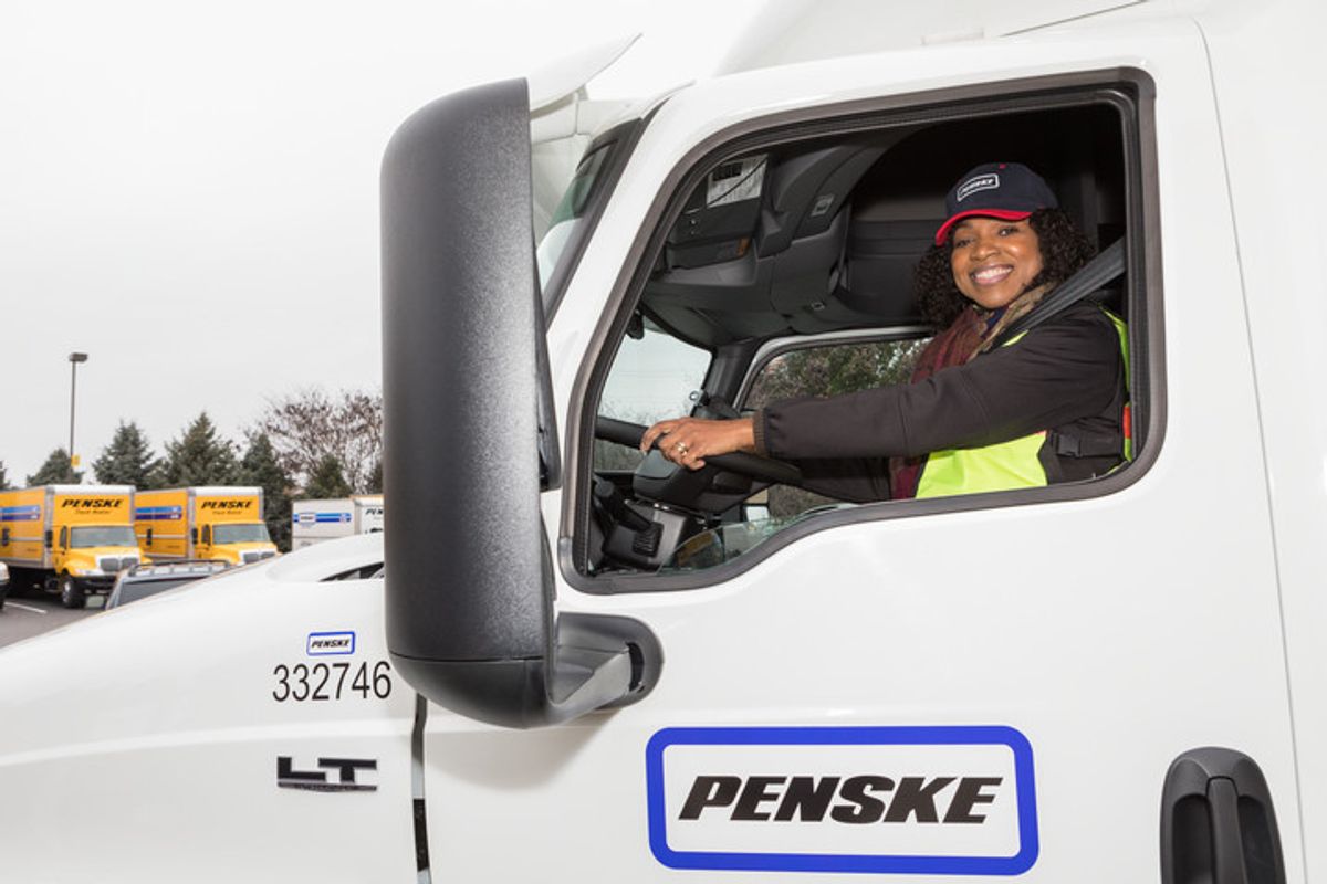 Woman in Penske truck
