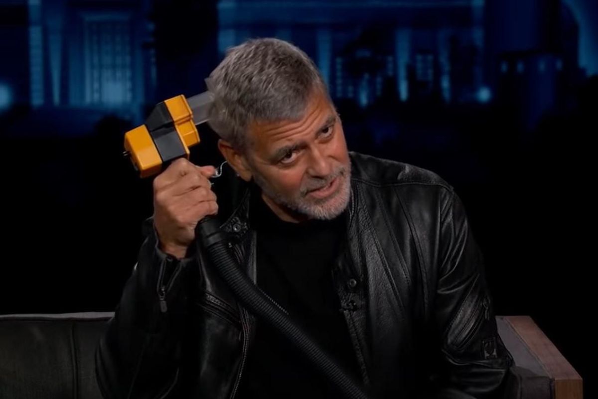 George Clooney using a Flowbee