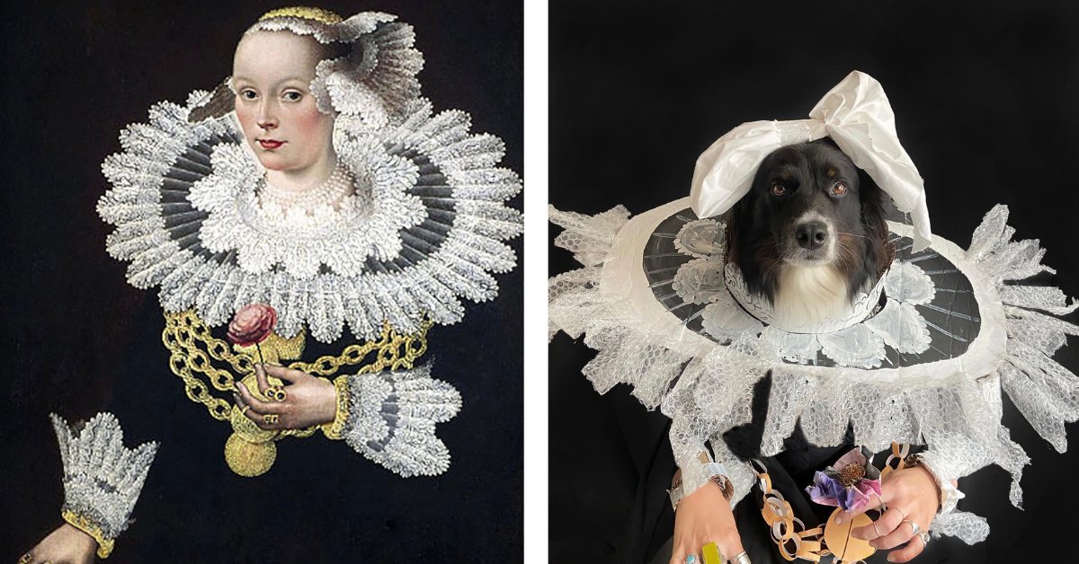 Artist Staves Off Isolation Boredom By Hilariously Recreating Famous Artwork With Her Dog