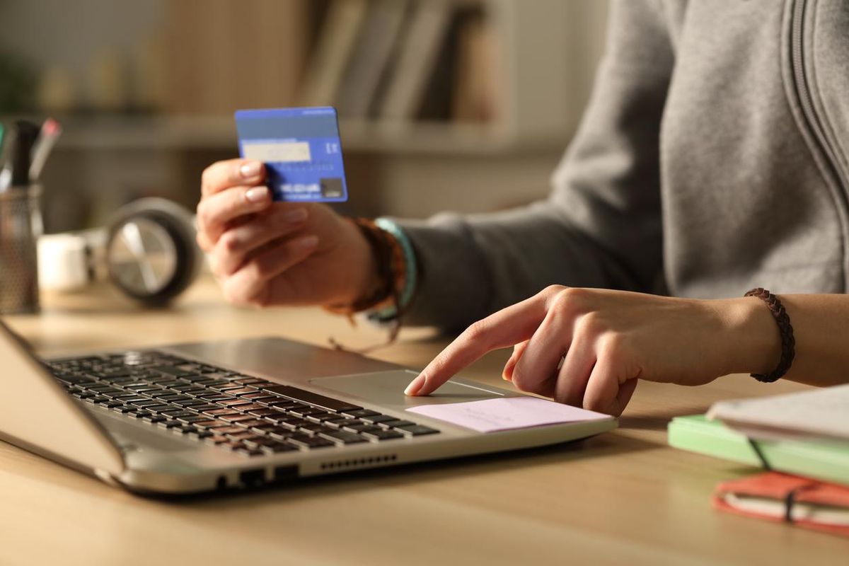 Stock image of paying online with a credit card