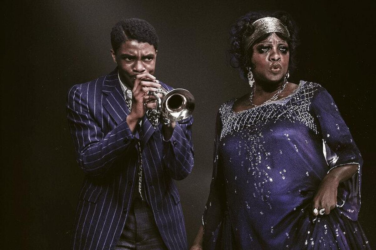 Chawick Boseman and Viola Davis as Levee Green and Ma Rainey