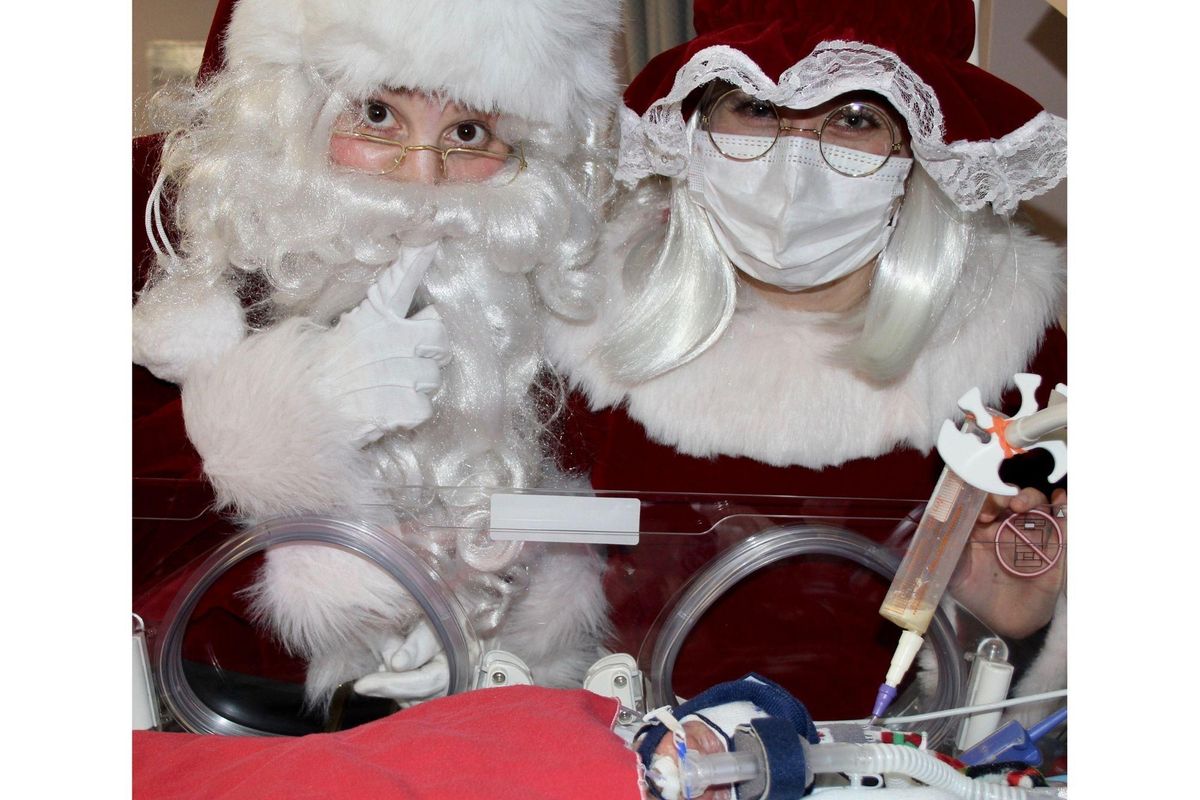 Santa poses with the greatest gift of all: newborn babies in NICU