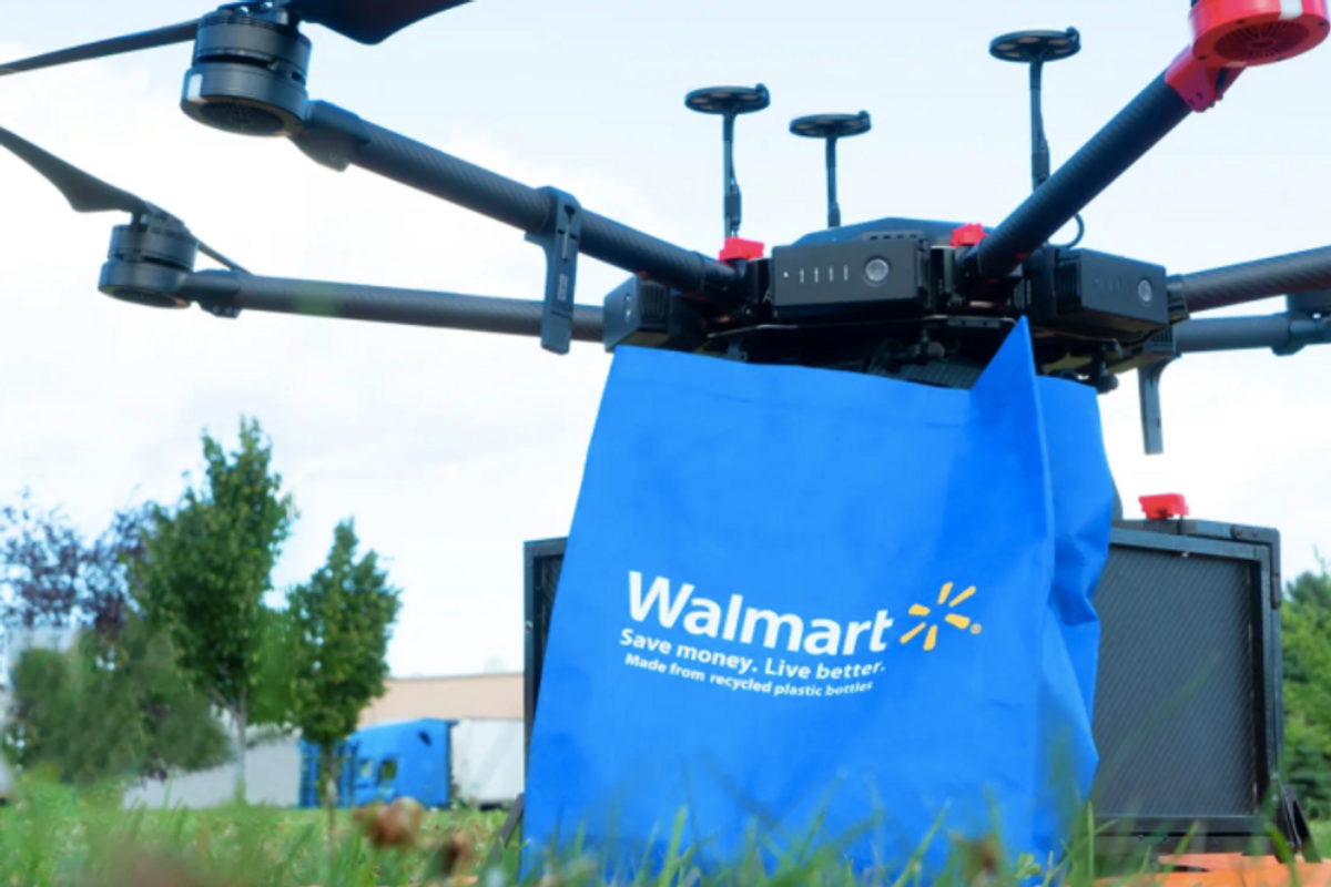 Walmart bag on a drone