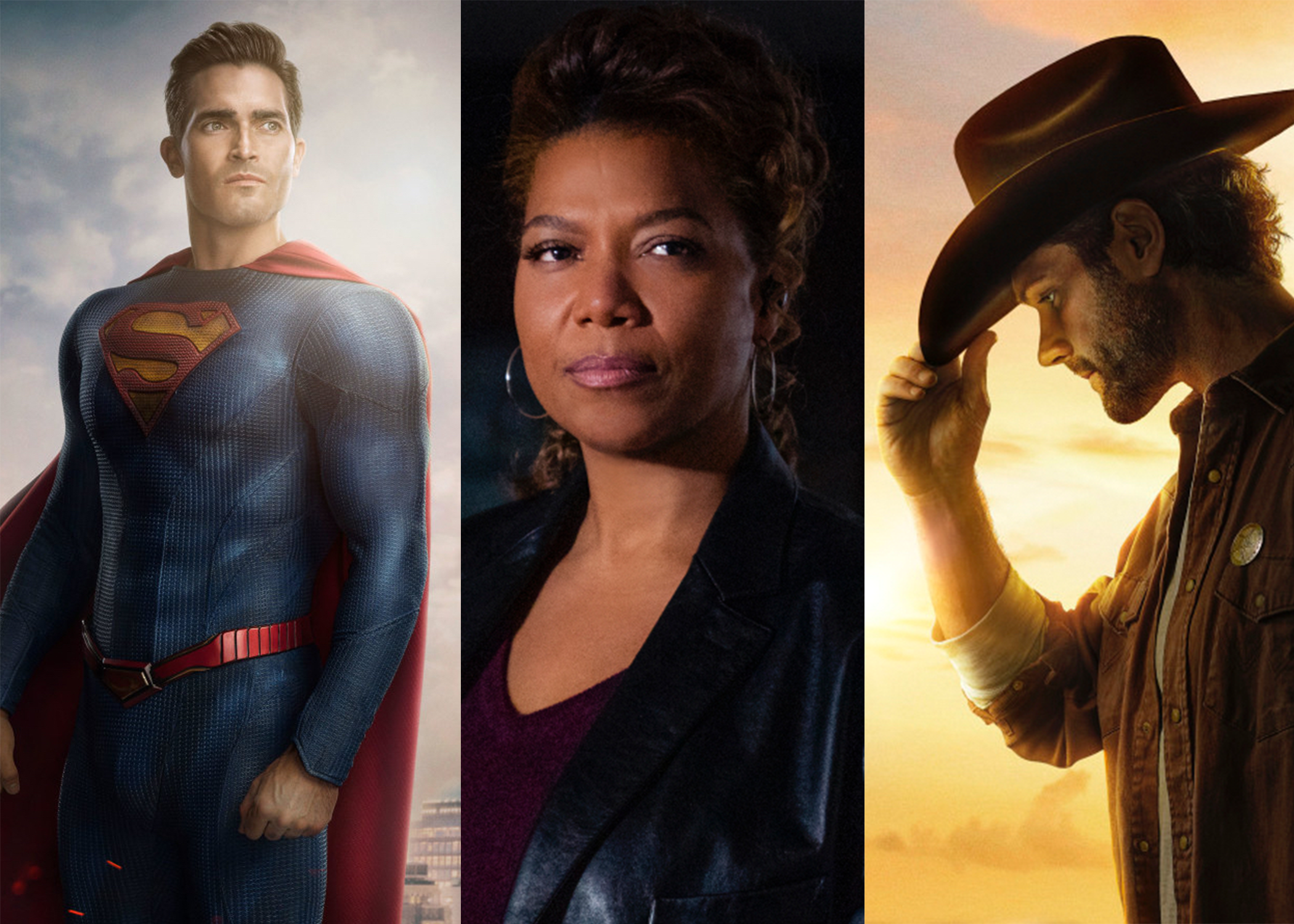 A photo triptych of Superman, The Equalizer and Walker