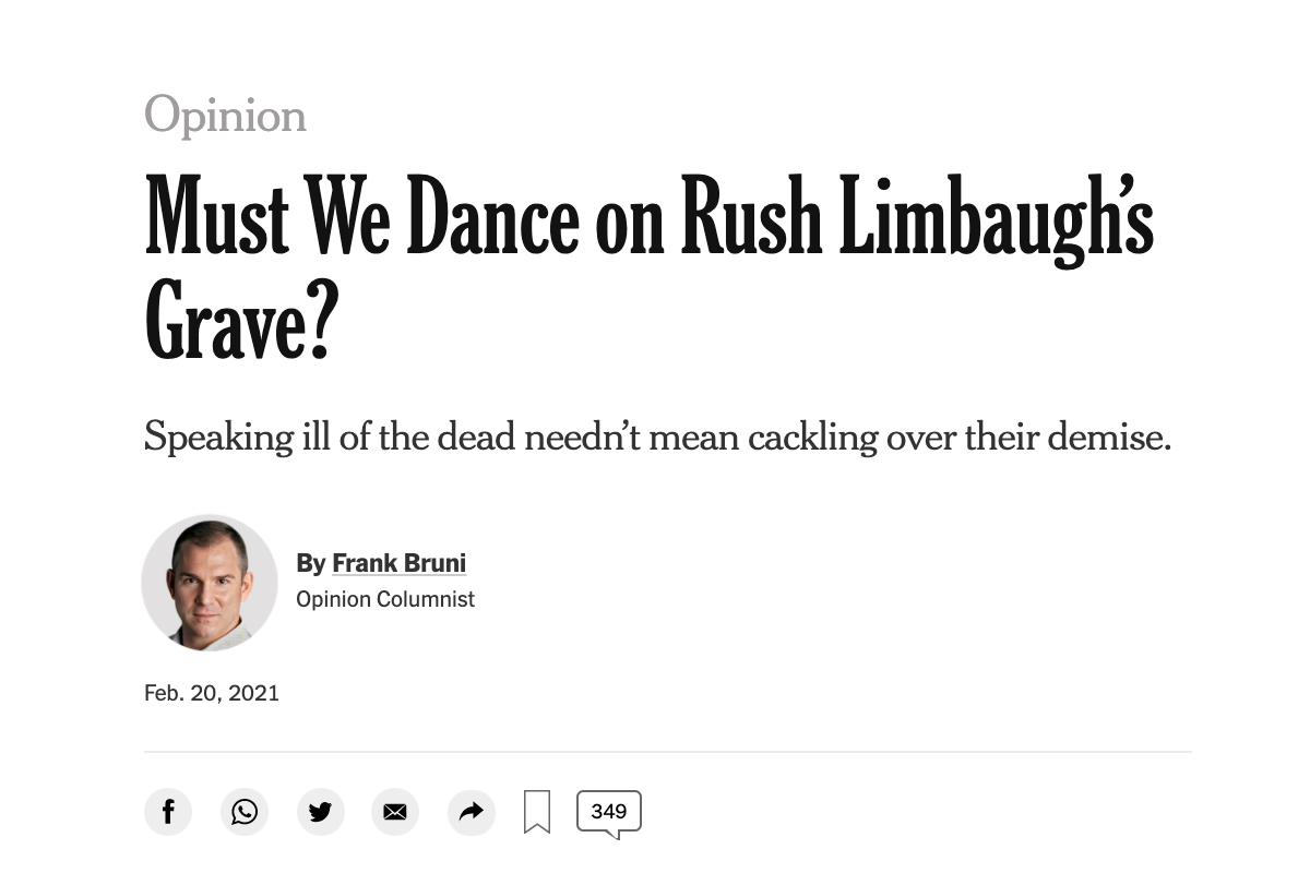 Yes, We Absolutely Must Dance On Rush Limbaugh's Grave, For The Good Of All Humanity