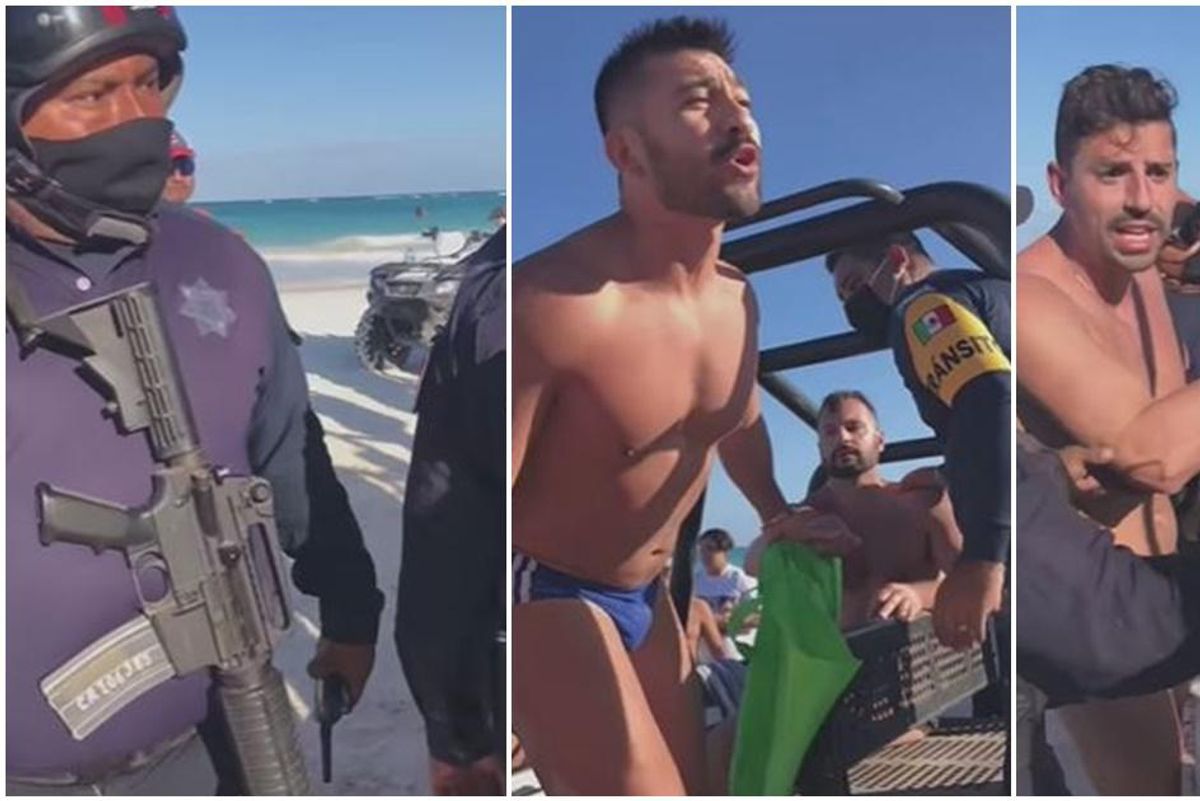 A brave crowd saves gay couple from being arrested for kissing on a Mexican beach