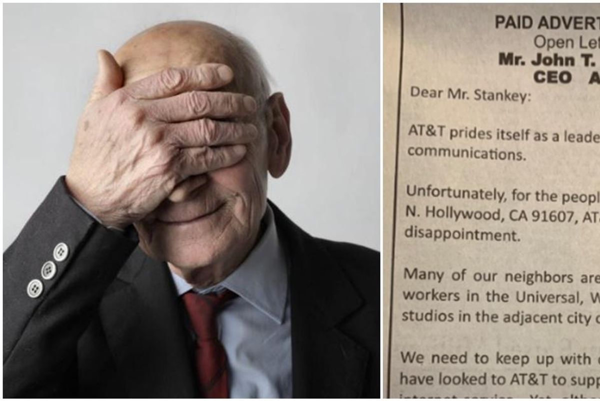 Fed up 90-year-old takes an ad out in the paper to tell AT&T's CEO about his slow internet