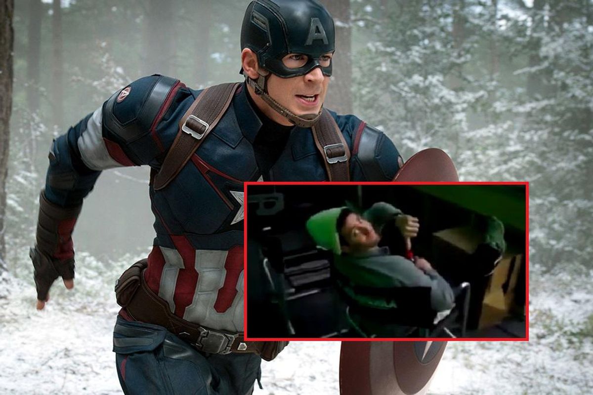 Chris Evans' friend giving Captain America a thumbs down