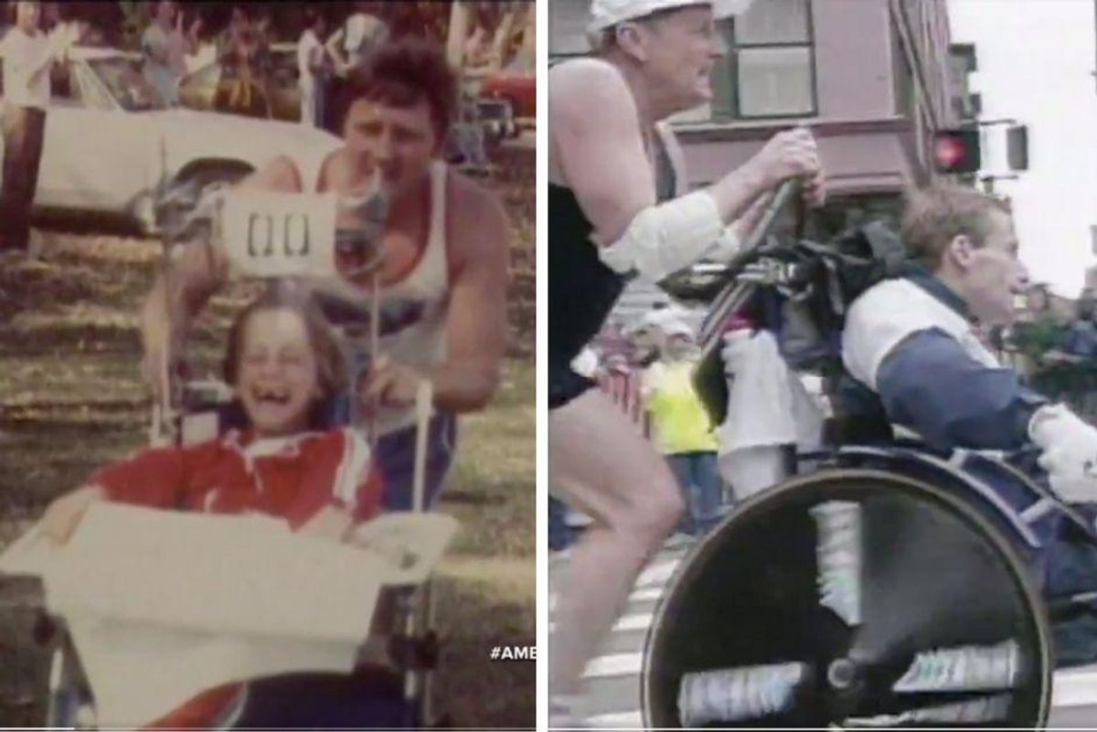 Here's to the dedicated dad who pushed his son through more than 1,000 races over 40 years