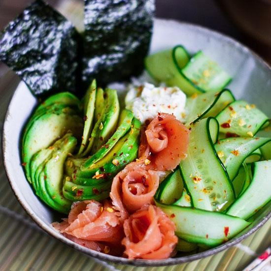 Smoked Salmon And Avocado Rice Bowl - My Recipe Magic