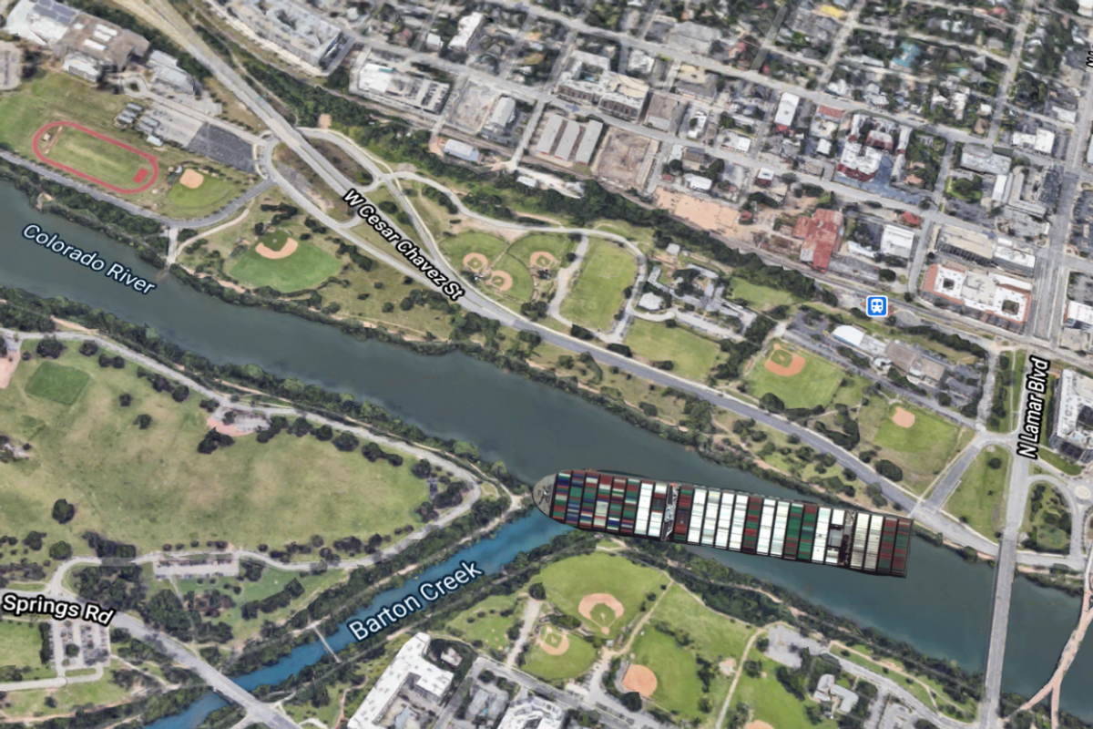 Suez Canal tanker ship sails through Austin in social media trend