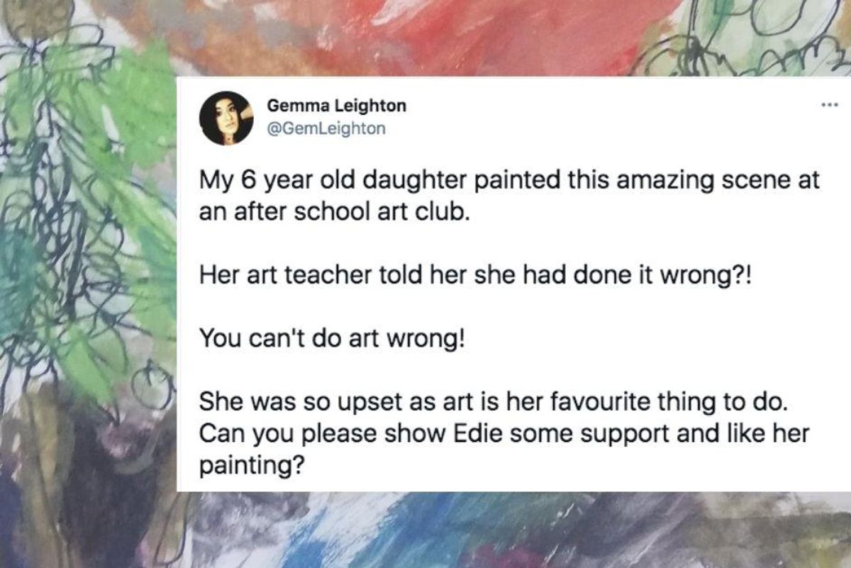A 6-yr-old's art teacher said she did her painting 'wrong' and the responses are just great