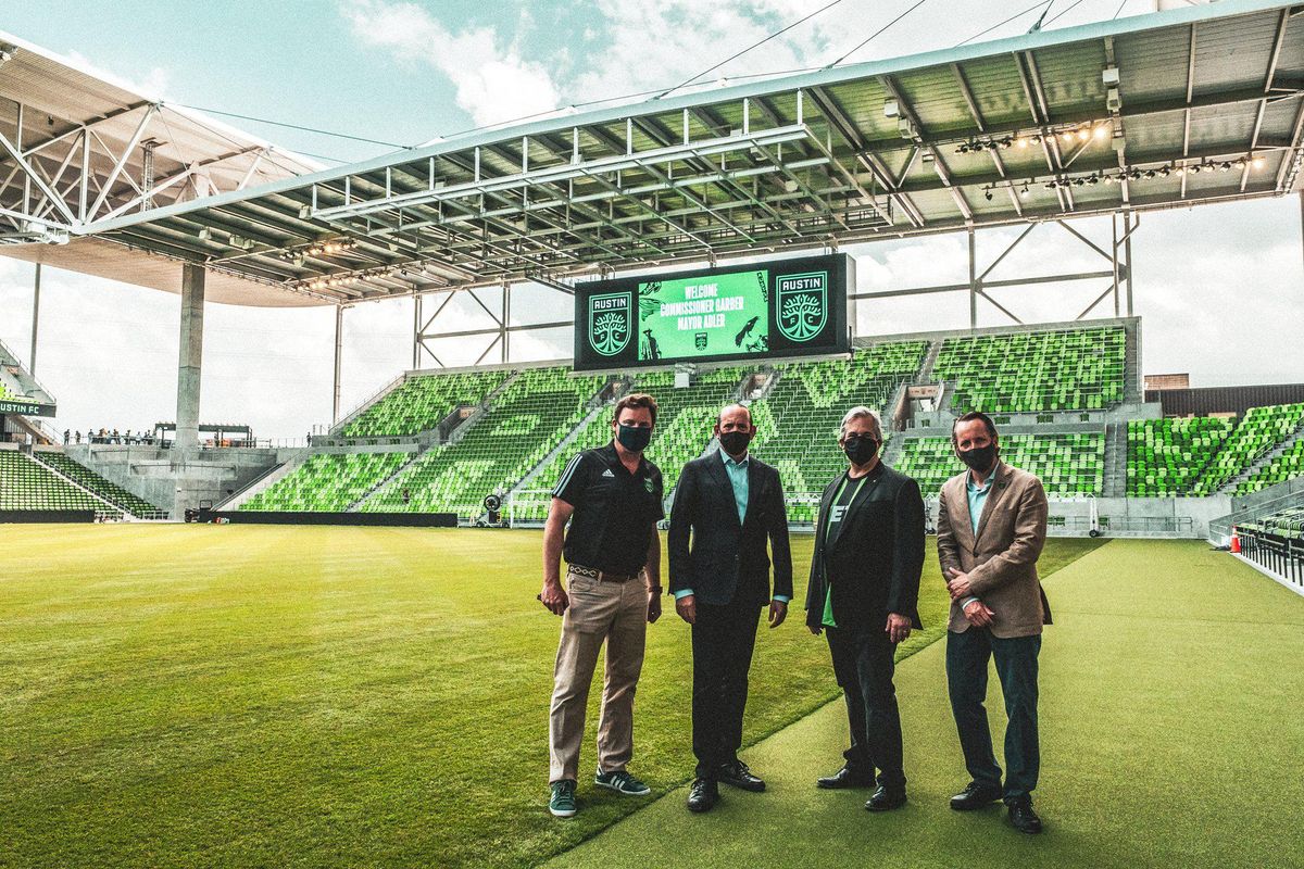 Anthony Precourt, MLS Commissioner Don Garber and Mayor Adler walked through Q2 Stadium. Here's what they thought.