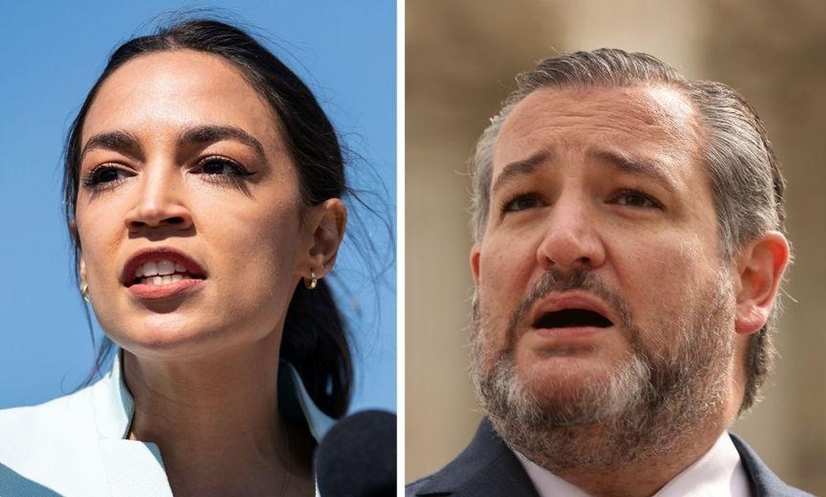 AOC Perfectly Trolls Ted Cruz's Cringey Photo of His 'Great Dinner' With Trump