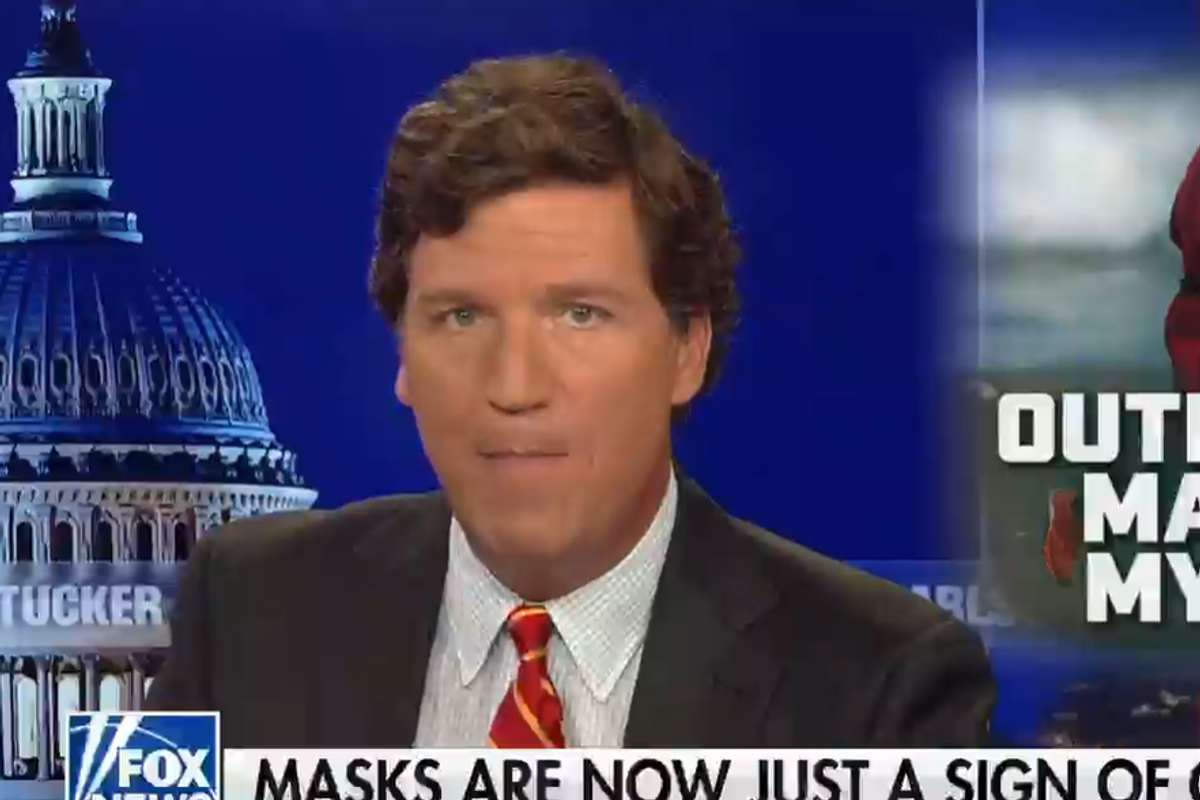 Tucker Out Here Talkin' About Dudes With Their Peeners Out Again, Because That's What Masks Are To Him