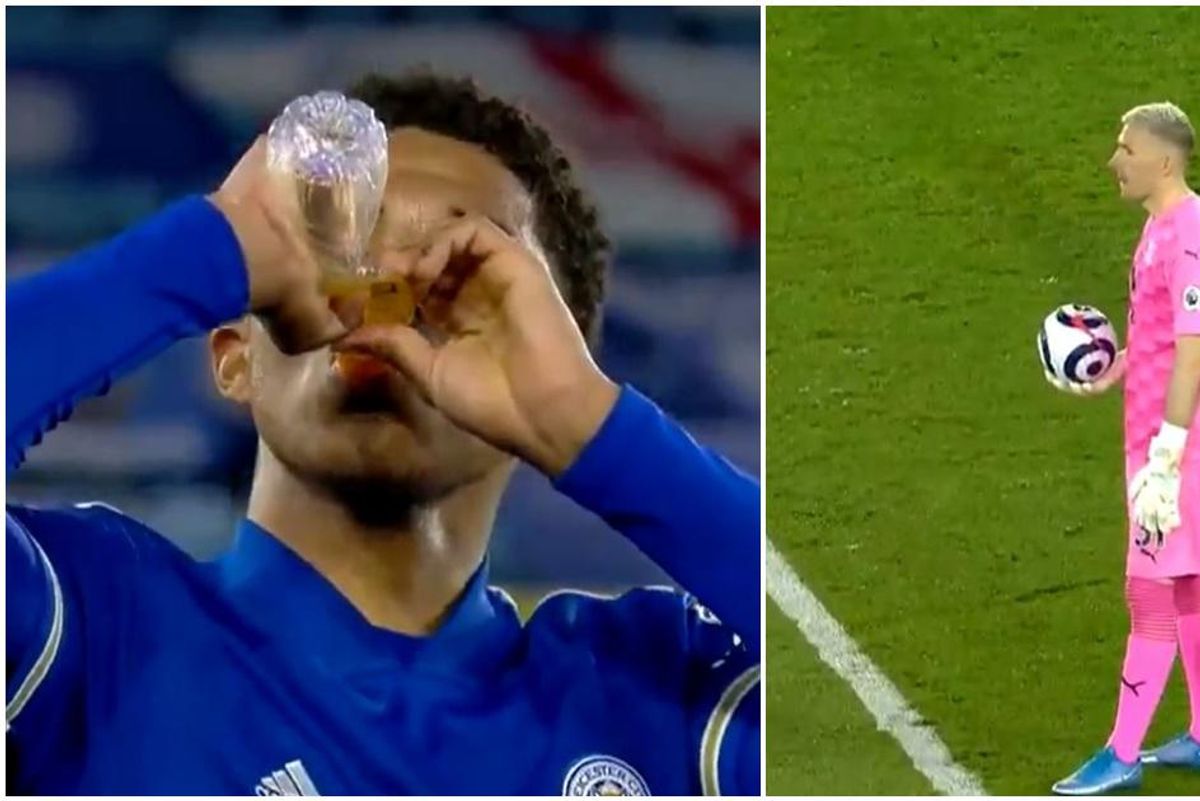 English soccer teams pause their match to allow players to break their Ramadan fasts
