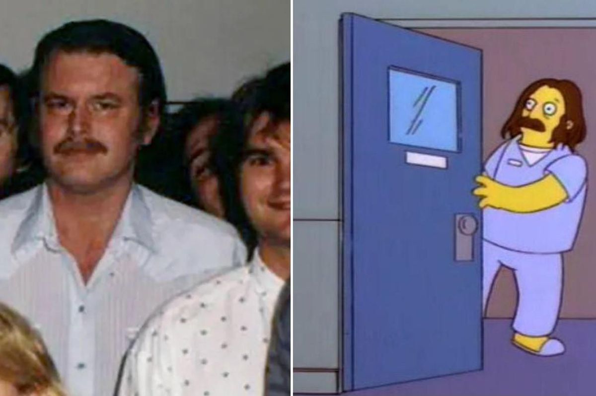 John Swartzwelder and his cartoon likeness