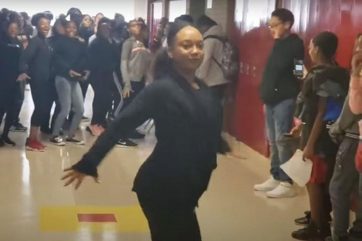 Teacher and her students expertly performing the 'Thriller' dance is pure Gen X bliss