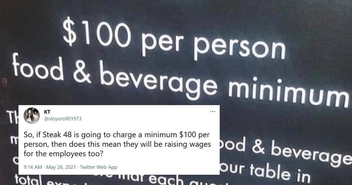 Philadelphia Steakhouse Called Out Over Sign Requiring Customers To Spend At Least $100 Each