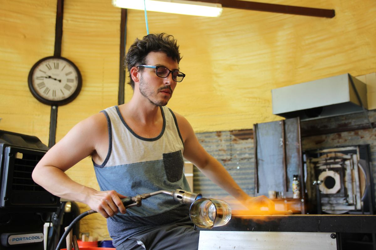 Austin glass-blowing artist makes a name for himself with work on McConaughey's shelves