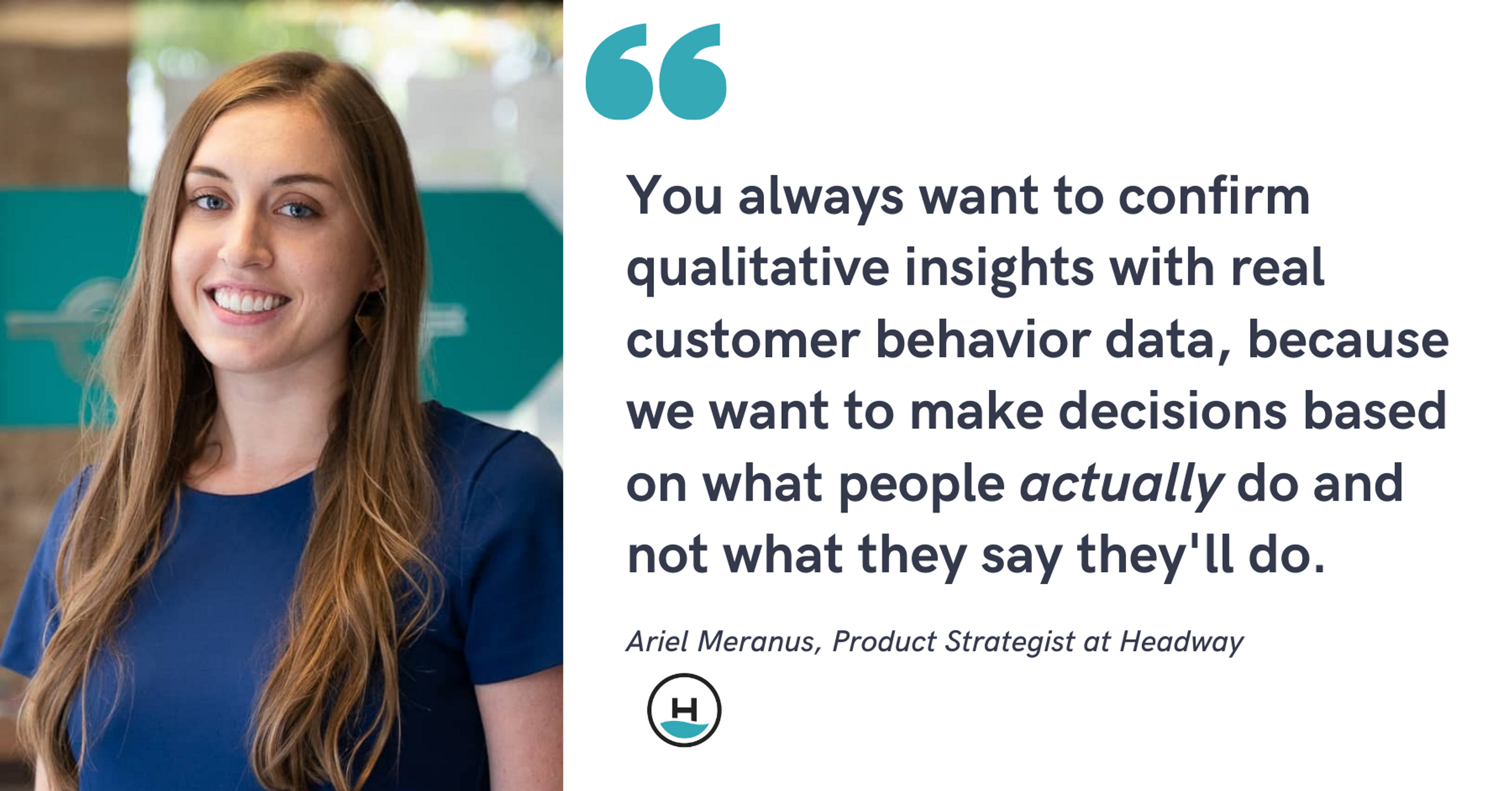 Blog post header with quote from Ariel Meranus, Product Strategist at Headway