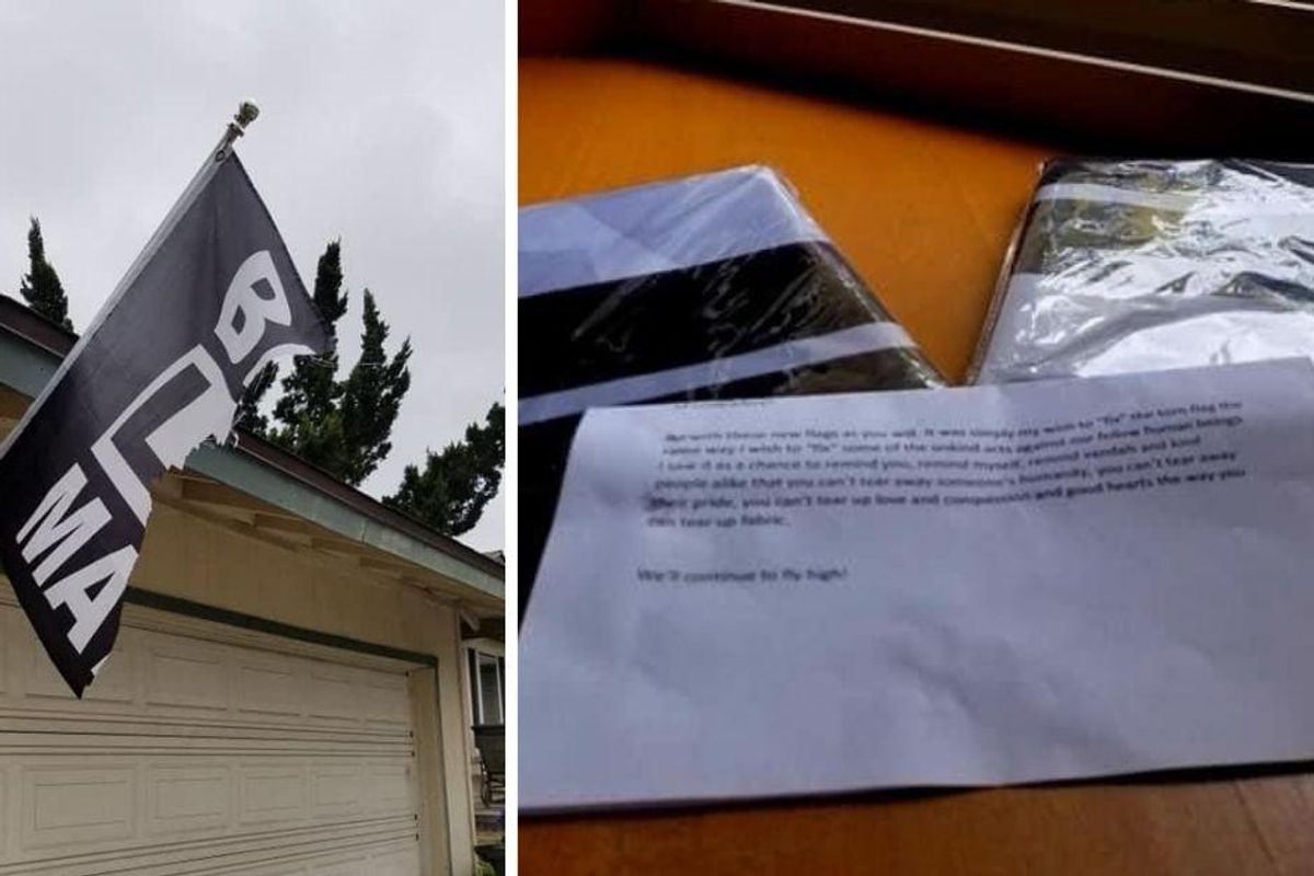 After their BLM flag was torn in two, an anonymous neighbor left them the perfect note
