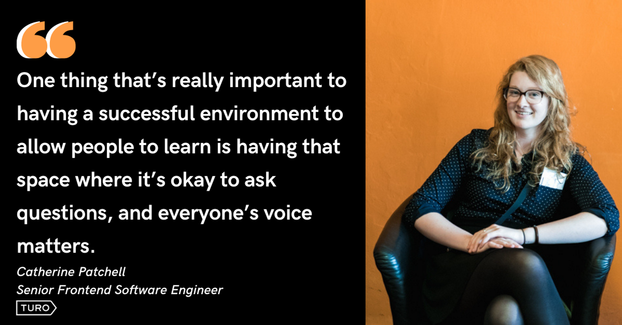 Blog post header with quote from Catherine Patchell, Senior Frontend Software Engineer at Turo