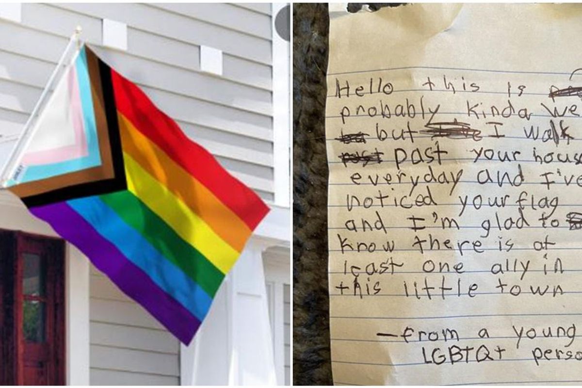 Small-town young LGBTQ+ person left a heartwarming note for a woman who flew Pride flag