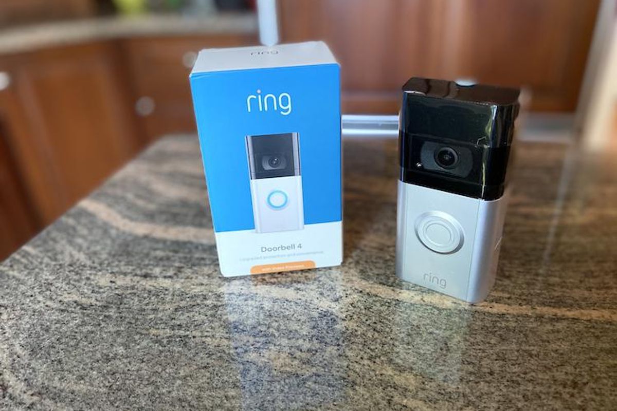 Ring Video Doorbell 4 and Box on counter