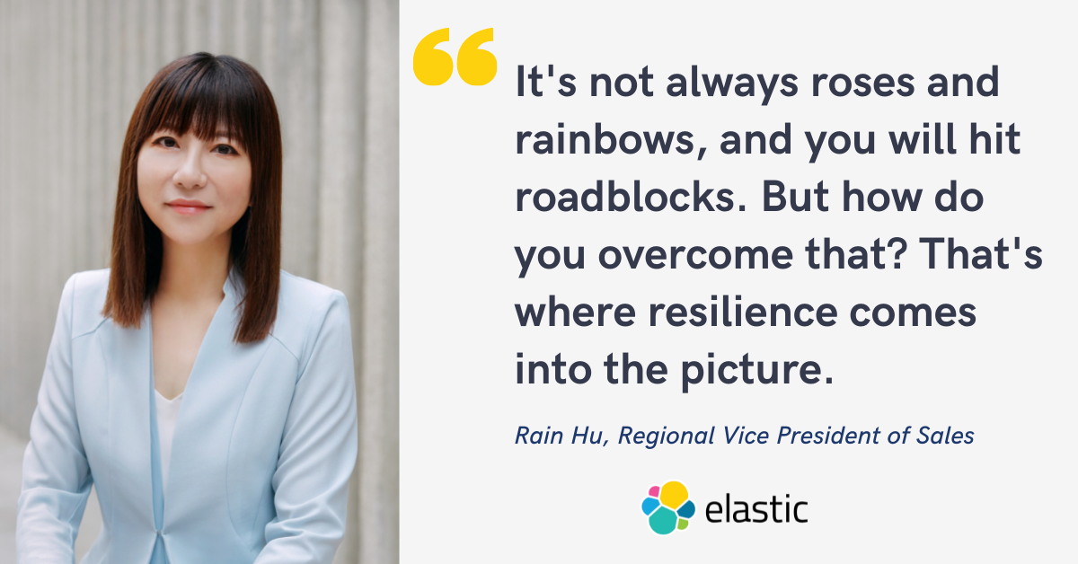Blog post banner with quote from Rain Hu, Regional Vice President of Sales at Elastic