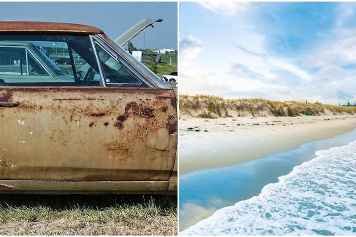 Bizarre optical illusion has people either seeing a car door or the beach