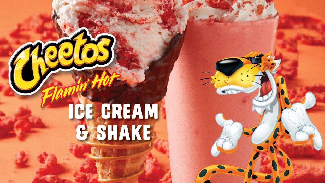 Flamin' Hot Cheetos ice cream is officially on the menu at Marble Slab Creamery for a limited time