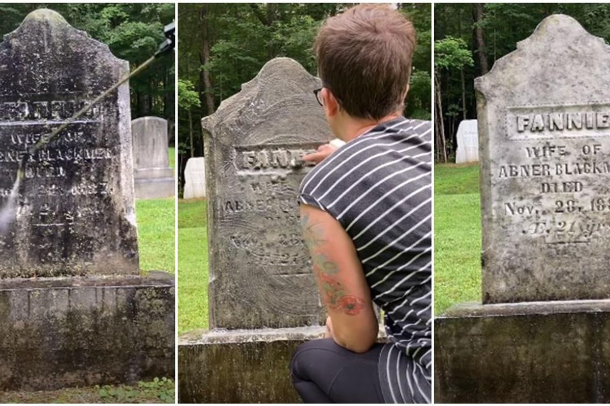 A volunteer has been cleaning centuries-old tombstones and sharing their stories with people