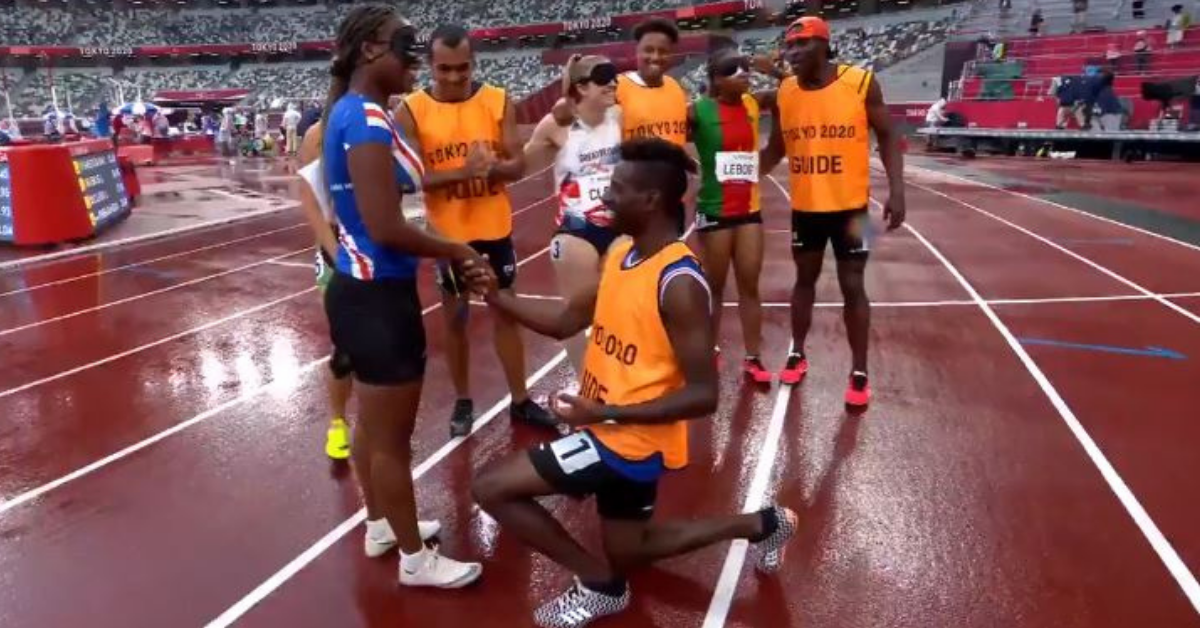 Visually-Impaired Paralympic Sprinter's Guide Proposes To Her In Sweet Viral Moment After Race