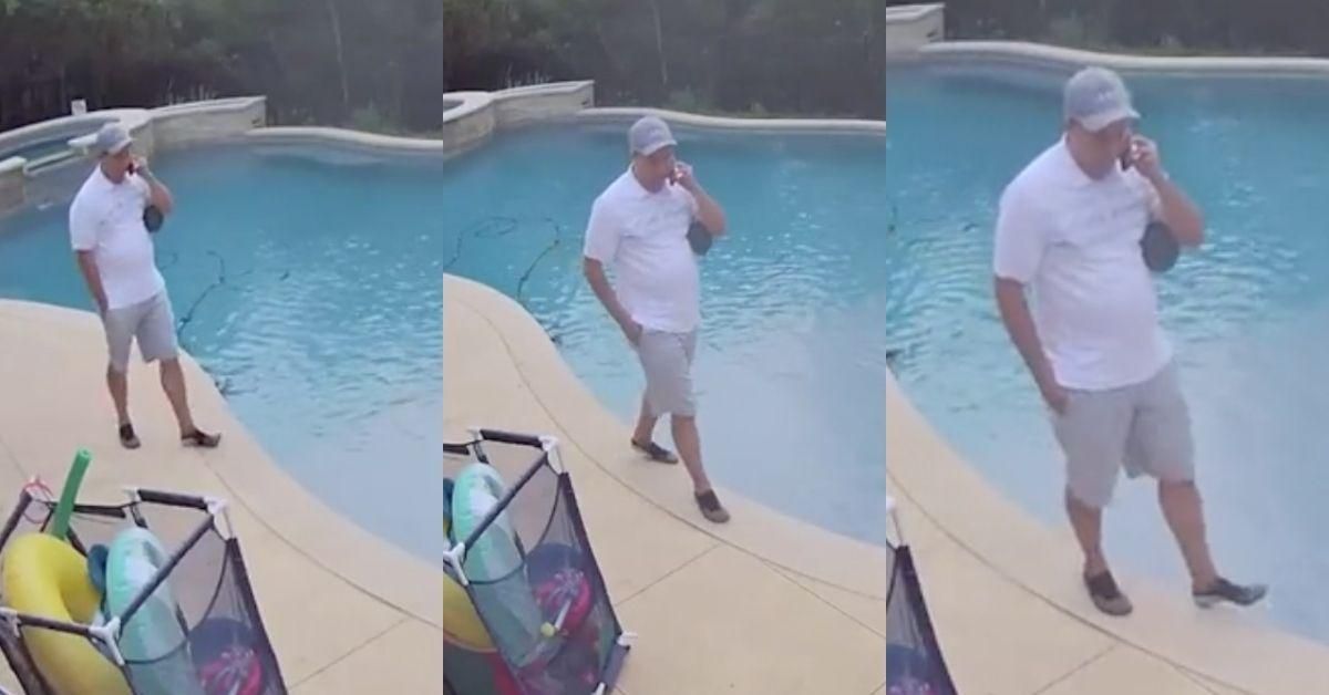 Guy Hilariously Slips And Falls Into Pool In The Middle Of A Work Call—And Doesn't Even Miss A Beat