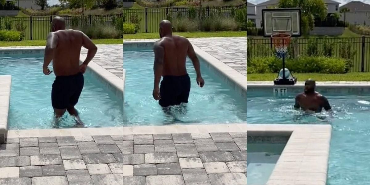 Dad's Swimming Trunks Dissolve In Pool Thanks To Wife's Prank VIDEO