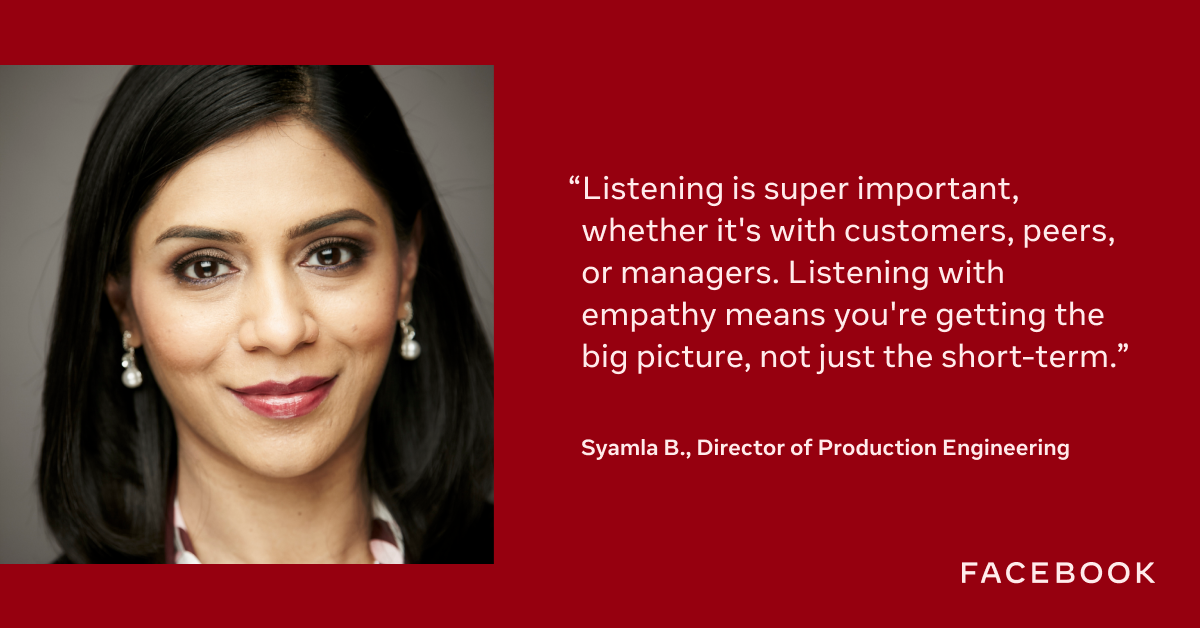 Blog post banner with quote from Syamla B., Director of Production Engineering at Facebook